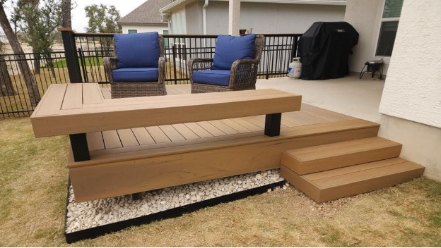 custom deck with integrated seating