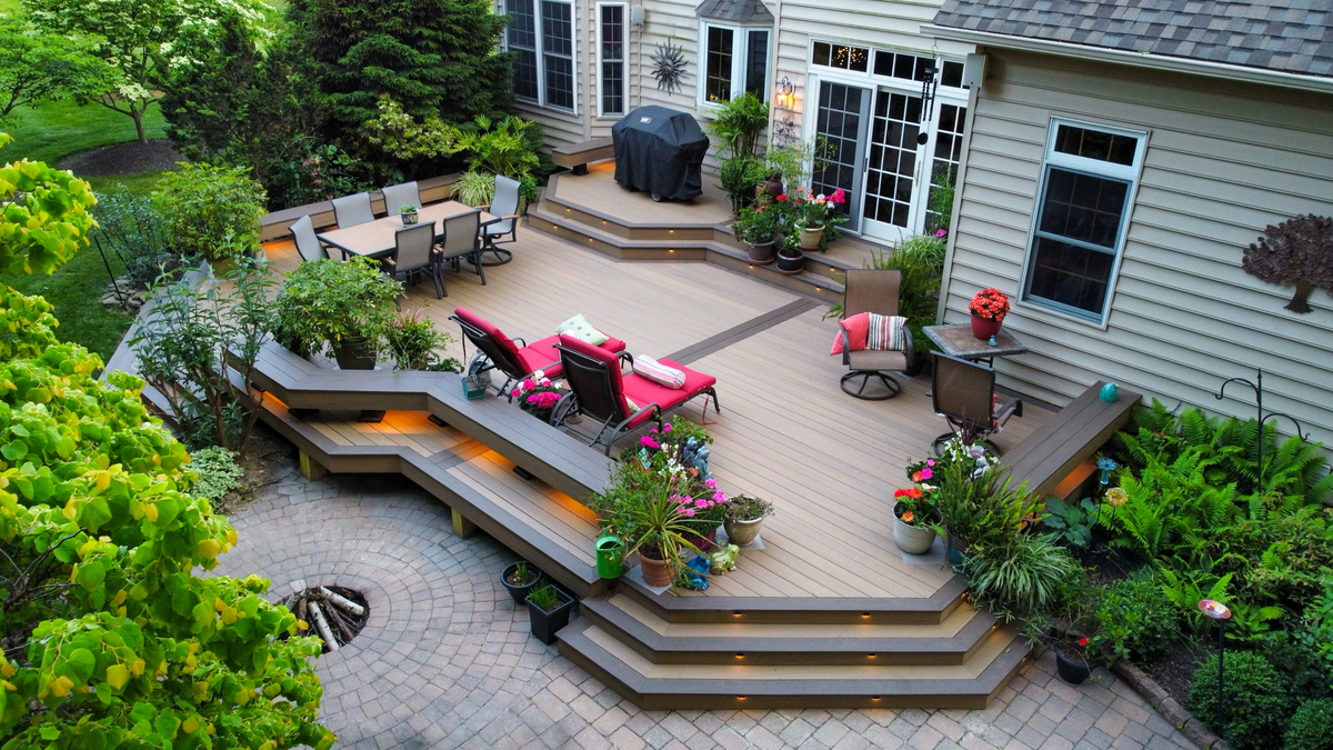 back patio deck with stairs