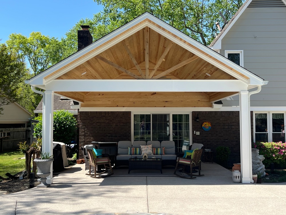 Wooden covered porch